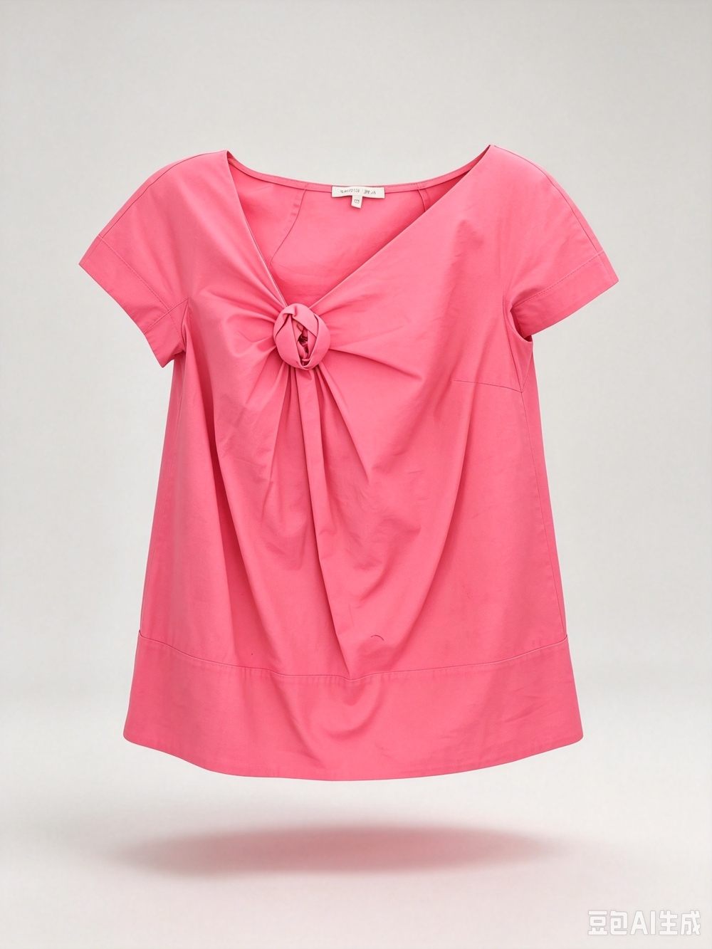 Paule Ka Pink Knot-Front Short Sleeve Top